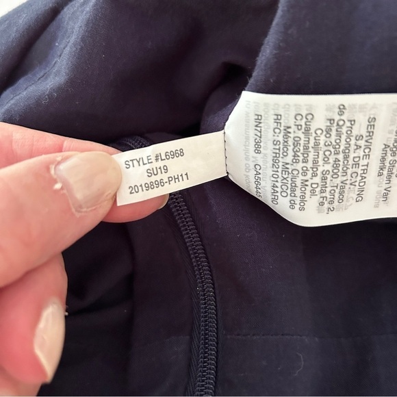 J. Crew Jumpsuit Navy Blue Linen Cotton Tie Front Wide Leg L6968 size 14 - Picture 15 of 16